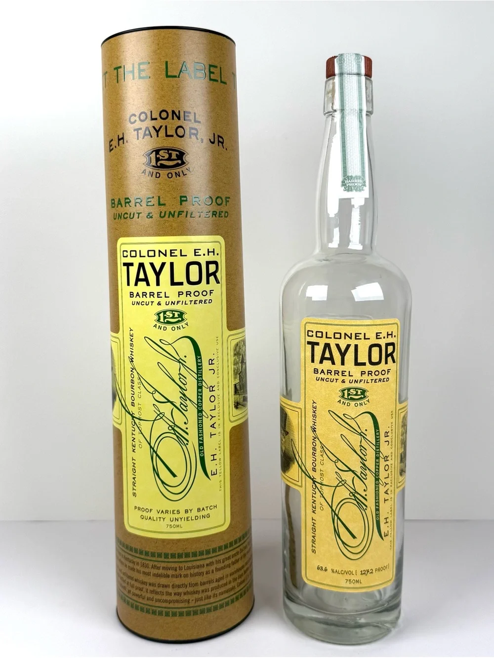 Colonel EH Taylor Barrel Proof Bourbon Empty Bottle & Tube Proof 127.2 Batch 13